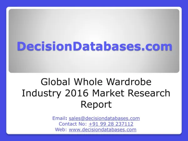 Whole Wardrobe Market Analysis and Forecasts 2020