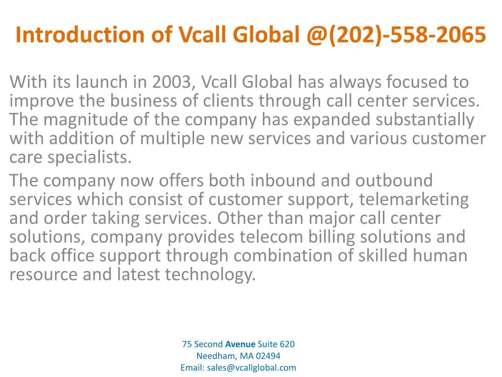 introduction of vcall global @ 202 558 2065