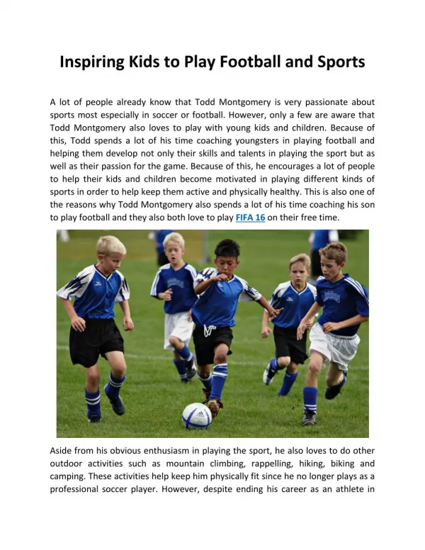 Inspiring Kids to Play Football and Sports