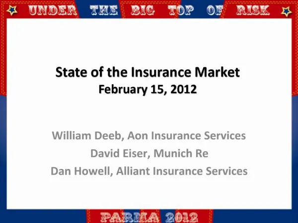 State of the Insurance Market February 15, 2012