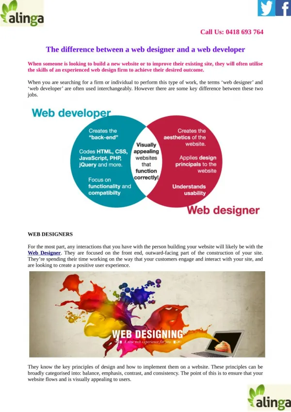 The difference between a web designer and a web developer