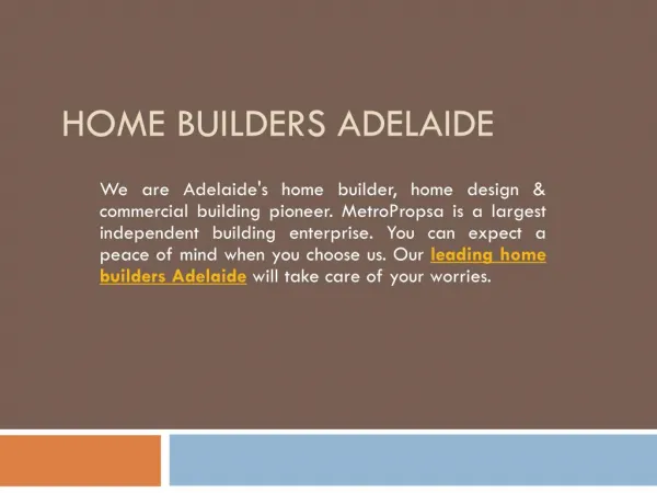 Leading Home Builders Adelaide Services