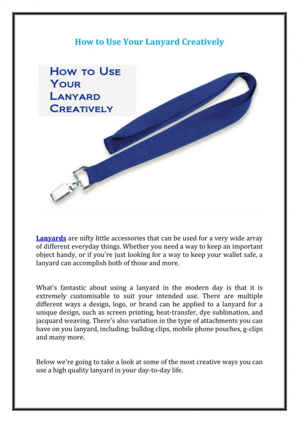 How to Use Your Lanyard Creatively