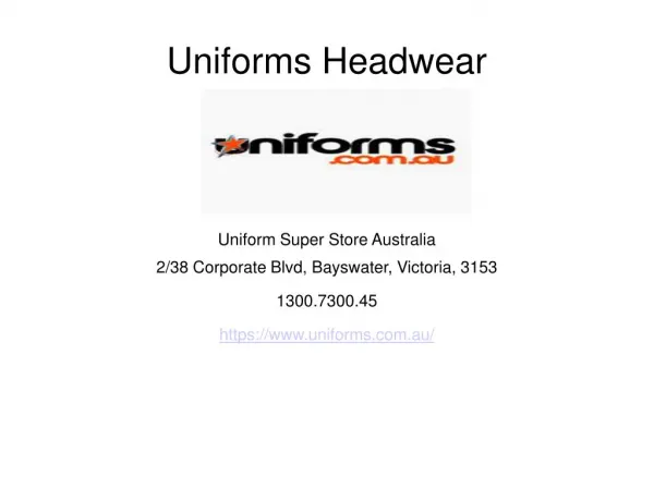 Find Best Uniforms Headwear Online - Australia