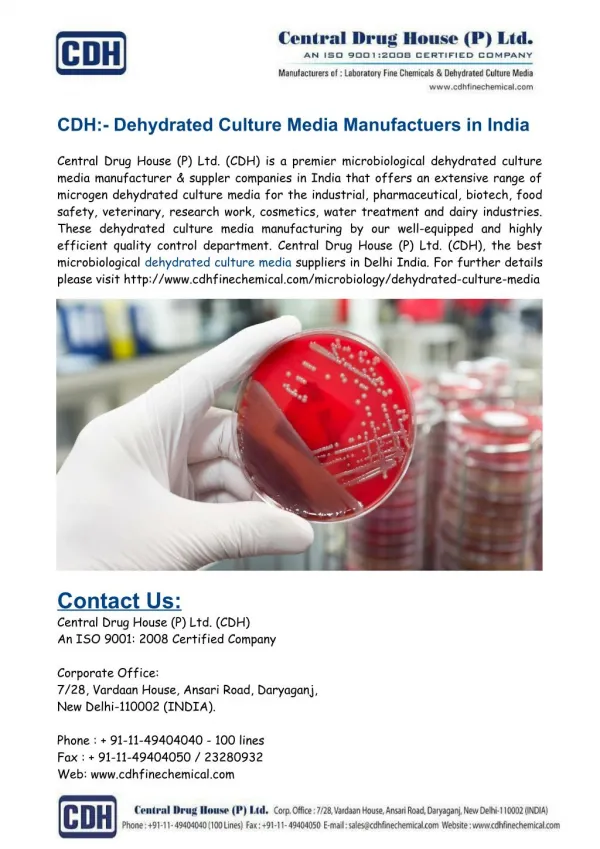 Microbiological Dehydrated Culture Media