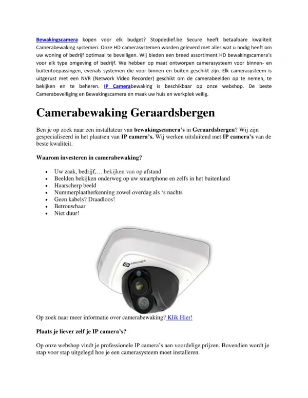 Kwalitatieve bewakingscamera's Voor uw winkel en Kantoor