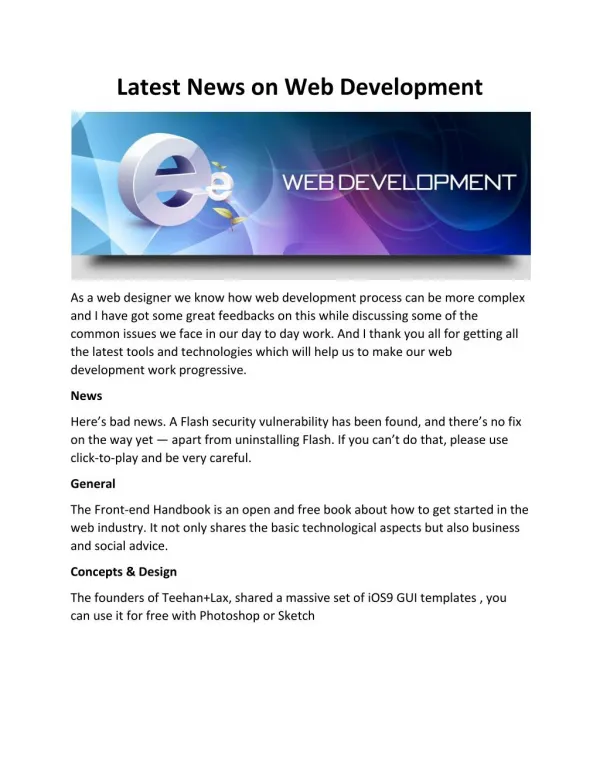 Latest News on Web Development