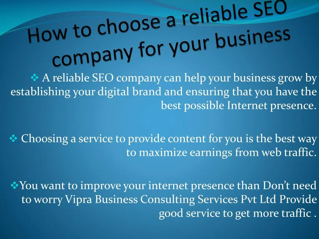 how to choose a reliable seo company for your business