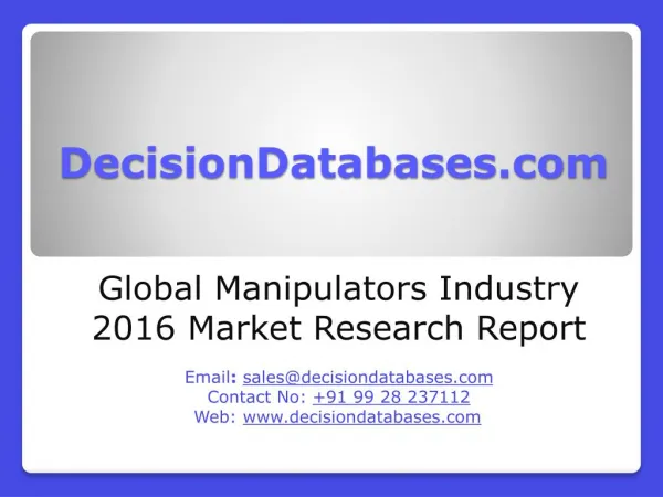 Manipulators Market Analysis 2016 Development Trends