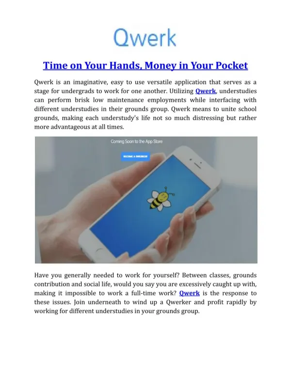 Time on Your Hands, Money in Your Pocket