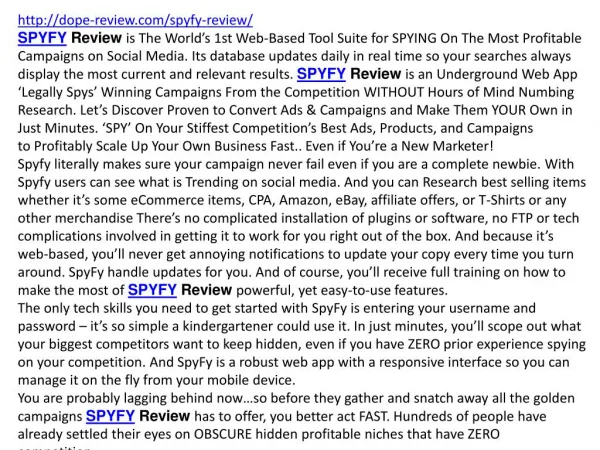 SPYFY Review