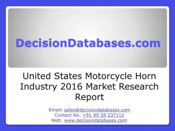 United States Motorcycle Horn Industry Sales and Revenue Forecast 2016
