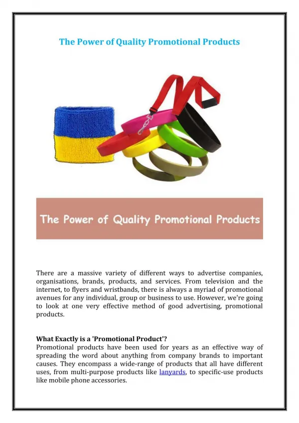 The Power of Quality Promotional Products