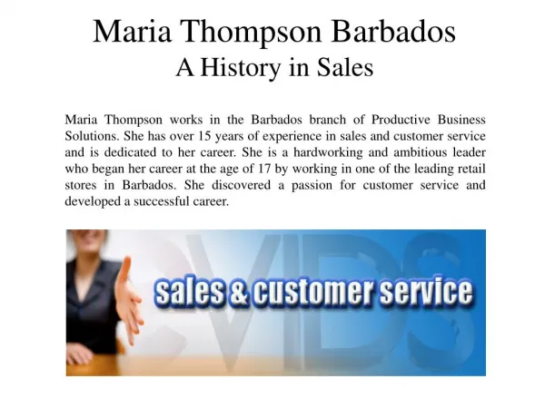 Maria Thompson Barbados A History in Sales