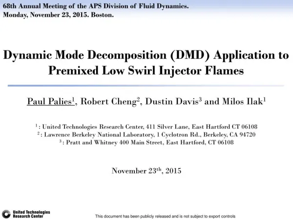 Dynamic Mode Decomposition (DMD) application to premixed Low Swirl Injector flames