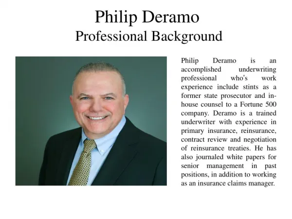 Philip Deramo Professional Background