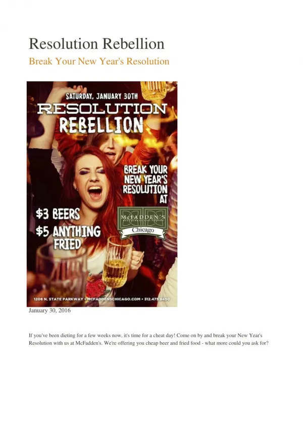 Resolution Rebellion - Mcfaddens Chicago