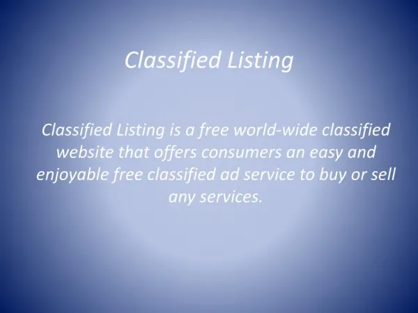 Classified Listing