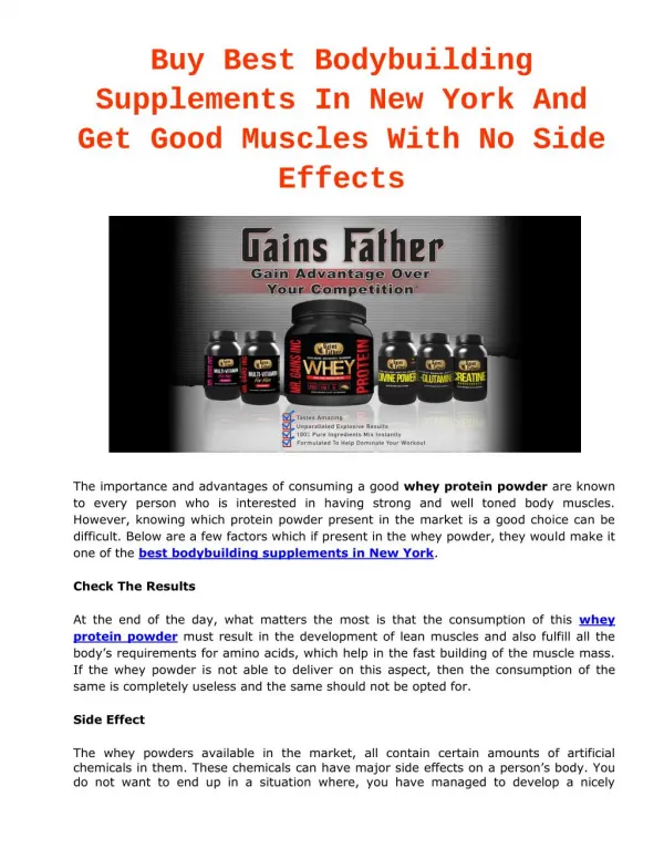 Buy Best Bodybuilding Supplements In New York And Get Good Muscles With No Side Effects