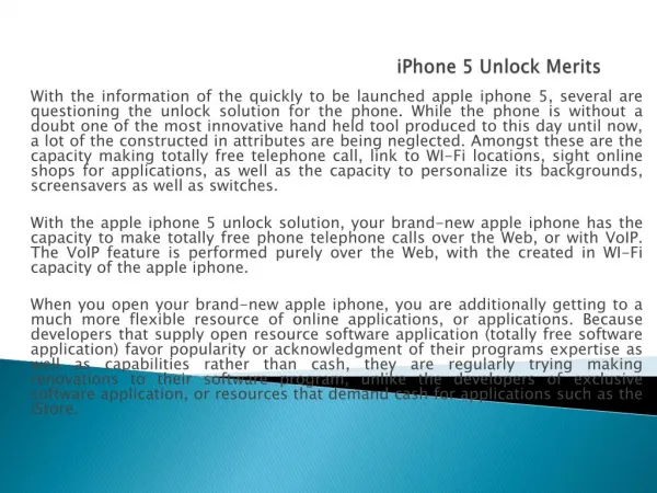 iPhone 5 Unlock Merits