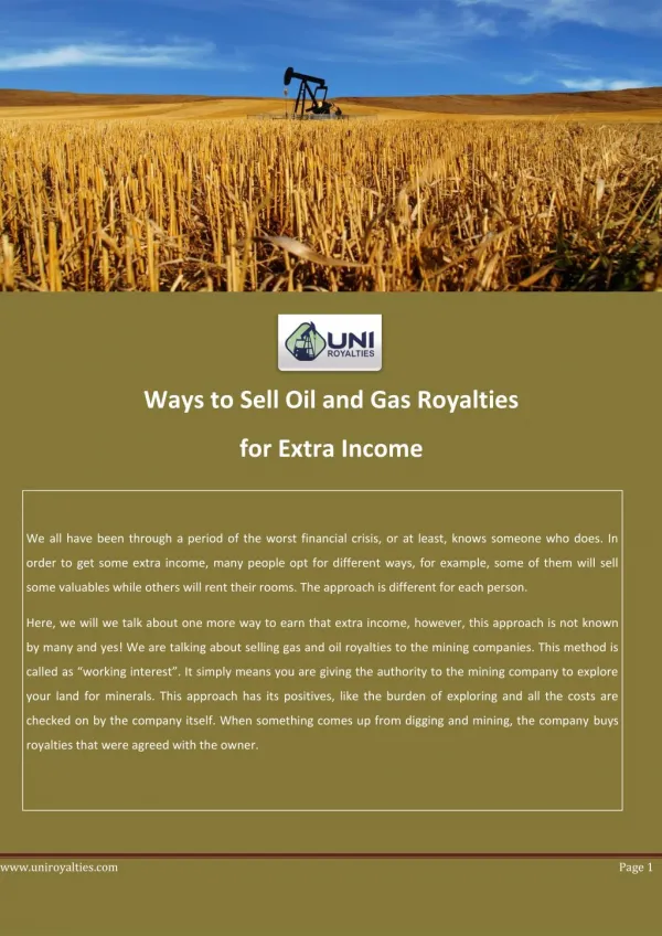 Ways to Sell Oil and Gas Royalties for Extra Income