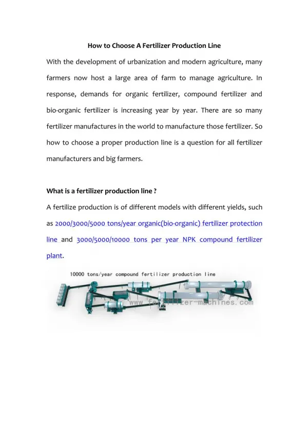 Key Factors In Choosing A Fertilizer Production Line