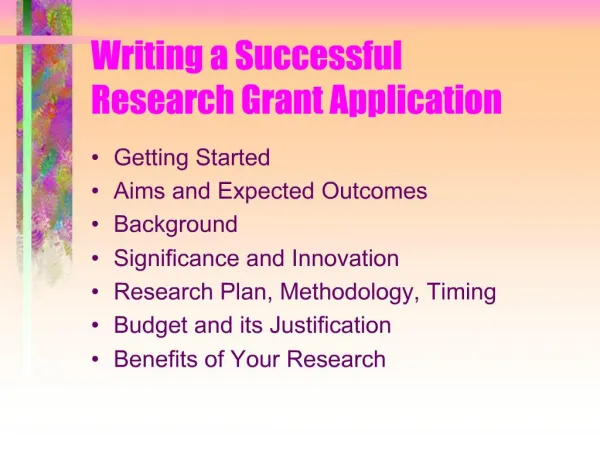 Writing a Successful Research Grant Application