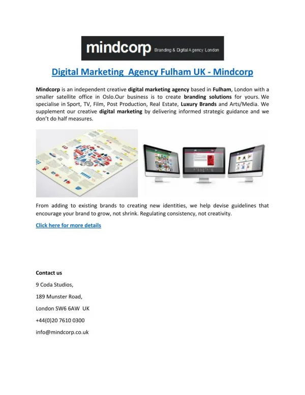 Digital Marketing Agency Fulham UK - Mindcorp