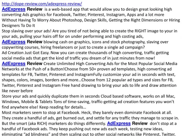 ADEXPRESS REVIEW
