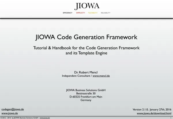 JIOWA Code Generation Framework