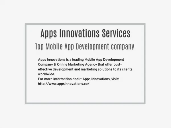 Mobile App Development Company | Apps Innovations