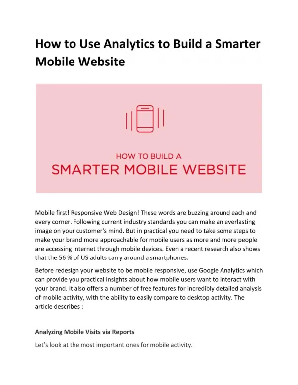 How to Use Analytics to Build a Smarter Mobile Website
