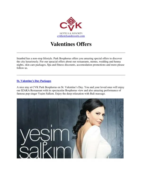St valentine day packages - cvk hotels and resorts