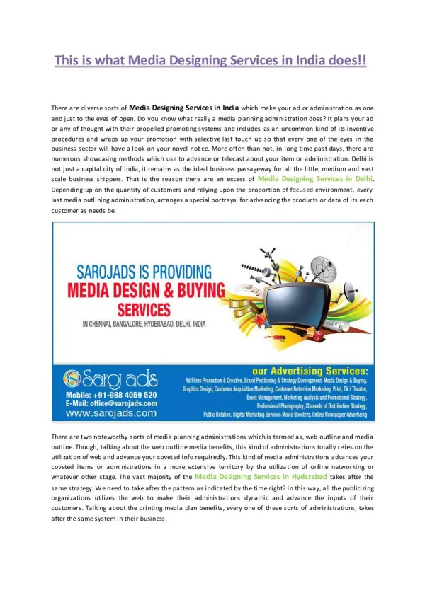 Media Designing & Buying Services in Chennai, Bangalore, Hyderabad, Delhi, India