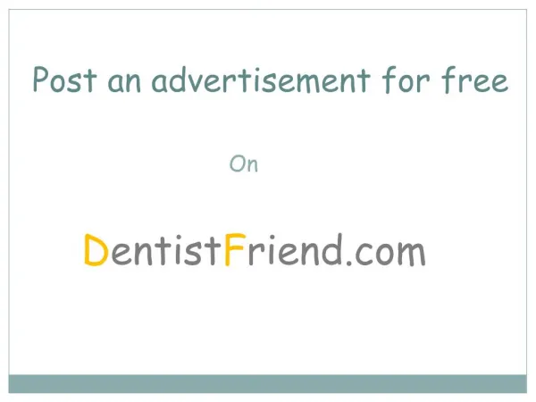 How to post a resale advertise on Dentistfriend