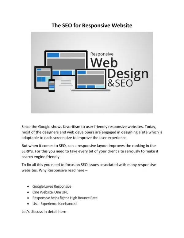 The SEO for Responsive Website