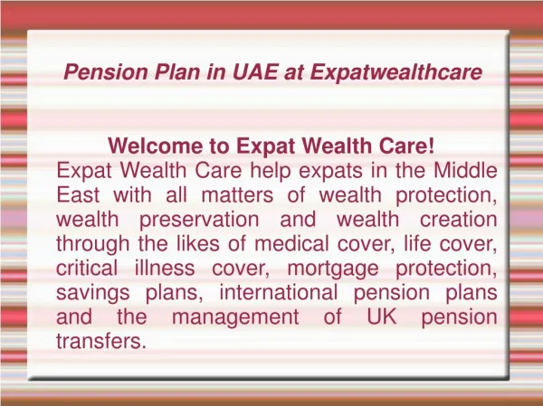 Pension Plan UAE, Dubai, Abu Dhabi | Corporate Pension Plan UAE, Dubai, Abu Dhabi
