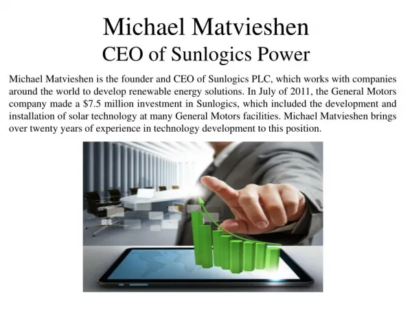 Michael Matvieshen CEO of Sunlogics Power