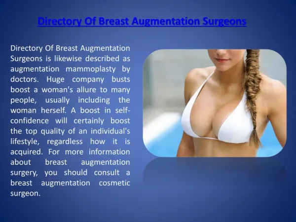 Directory Of Breast Augmentation Surgeons