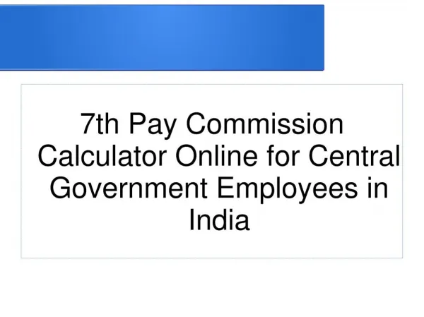 7th Pay Commission Calculator Online