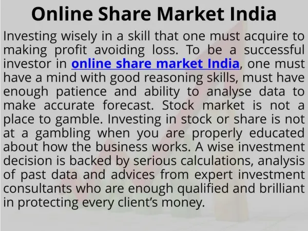 Online Share Market India