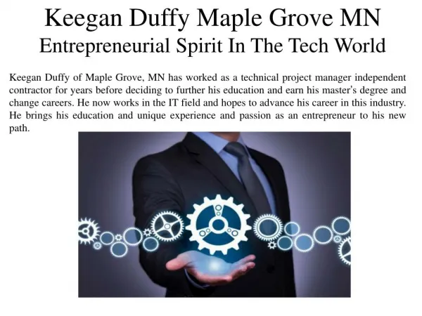 Keegan Duffy Maple Grove MN Entrepreneurial Spirit In The Tech World