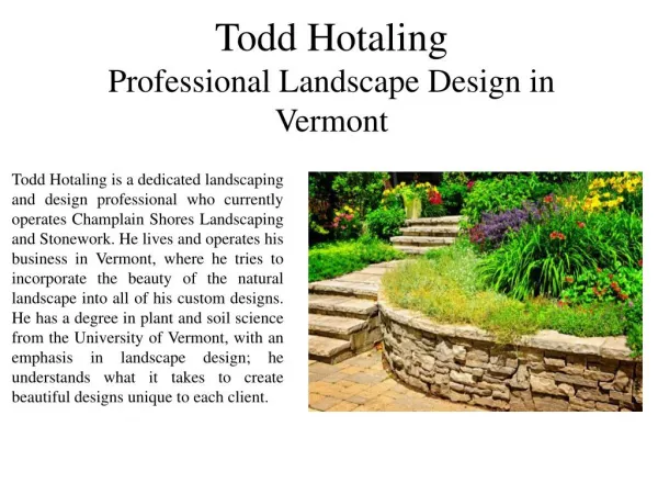 Todd Hotaling Professional Landscape Design in Vermont