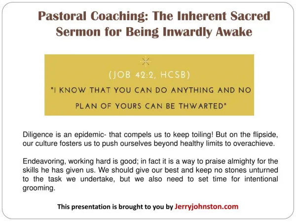 Pastoral Coaching: The Inherent Sacred Sermon for Being Inwardly Awake