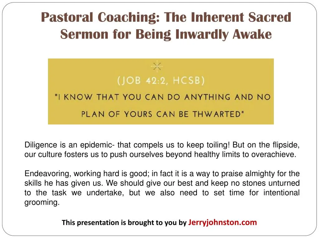 pastoral coaching the inherent sacred sermon for being inwardly awake