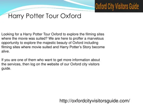 Harry Potter Tour Oxford