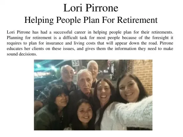 Lori Pirrone Helping People Plan For Retirement