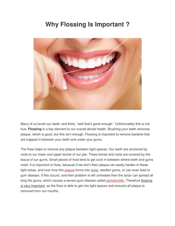 Why flossing is important ?