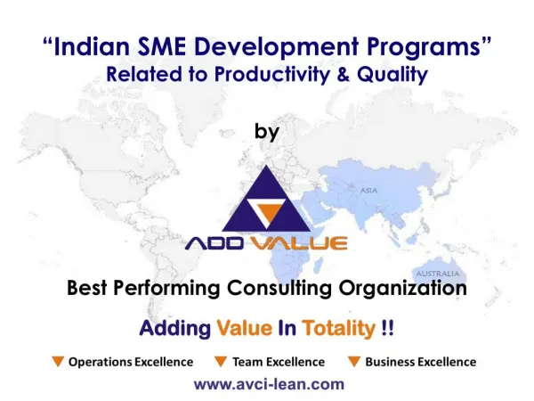 Indian SME Development Programs - ADDVALUE Lean Manufaturning Consultants