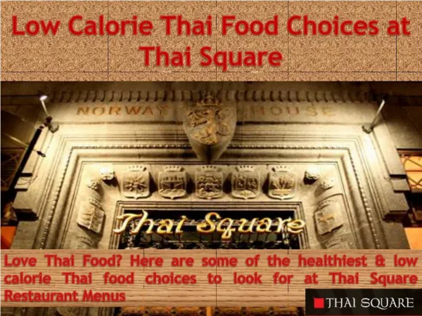 Low calorie Thai Food Choices